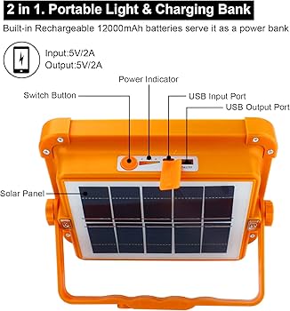 400 Watt Solar LED Light with 5000MAH Solar Power Bank , 4 Modes, Waterproof Portable Solar Power Outdoor Working Light