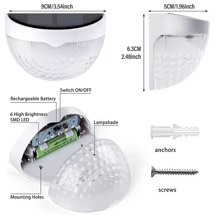 LED Solar Waterproof Fence Lights (PACK OF 4)