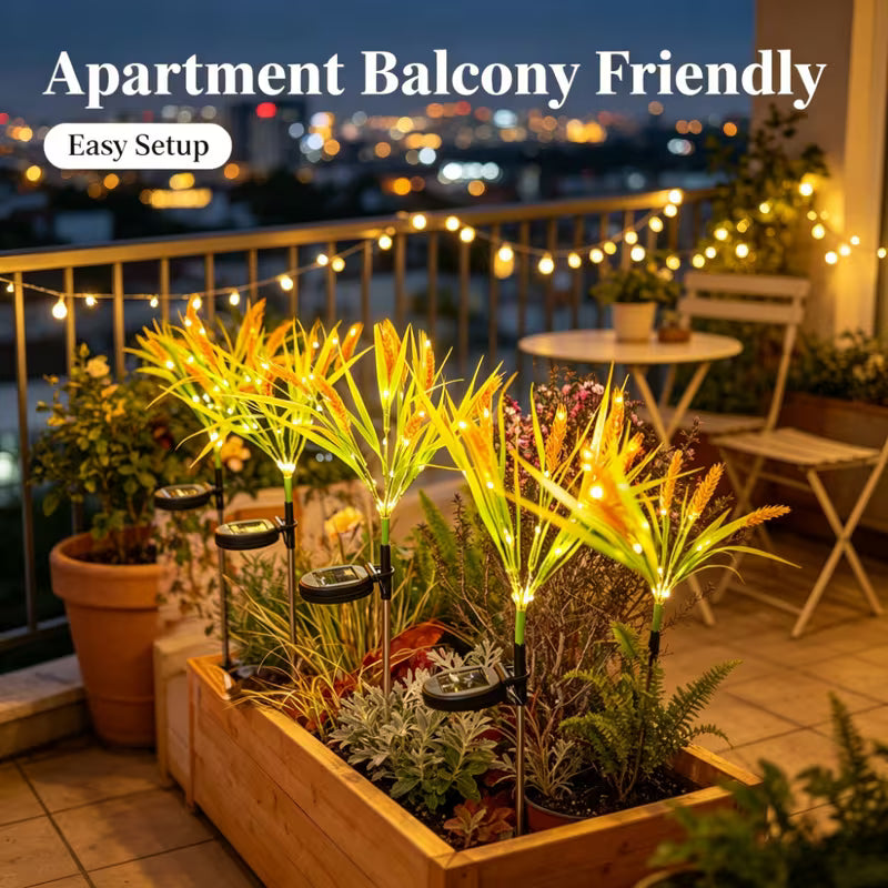 Solar Powered Fairy Lights, 70Cm Smart Wheat Ear Decorative Lights, 12 Lighting Modes Waterproof