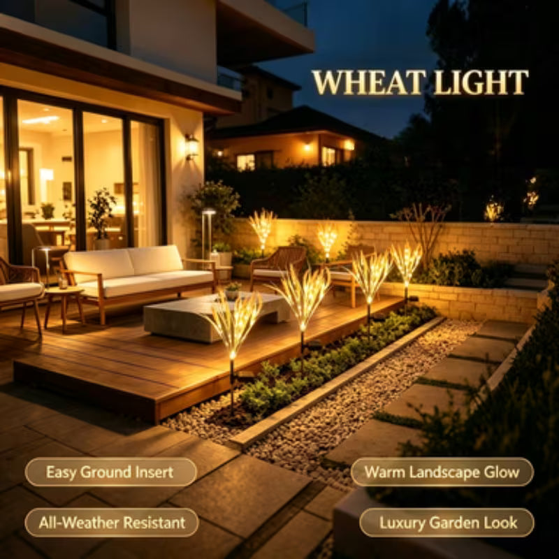 Solar Powered Fairy Lights, 70Cm Smart Wheat Ear Decorative Lights, 12 Lighting Modes Waterproof