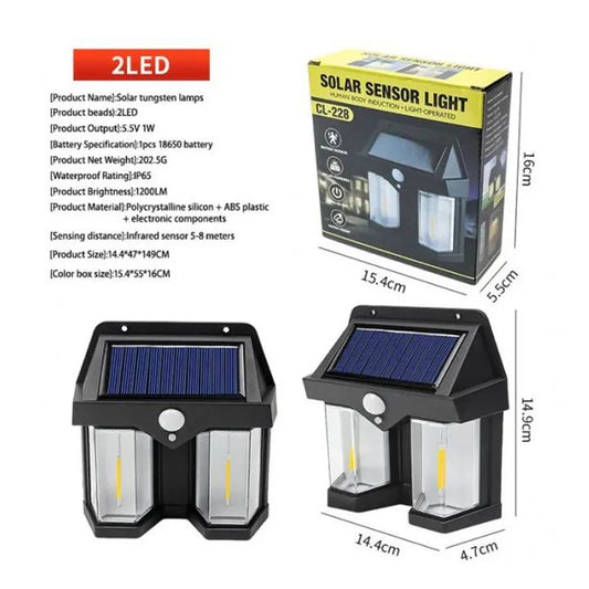 CL-228 Dual Solar Wall Lamp – Infrared Motion Sensor & Dual Light Design