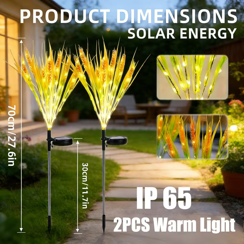 Solar Powered Fairy Lights, 70Cm Smart Wheat Ear Decorative Lights, 12 Lighting Modes Waterproof