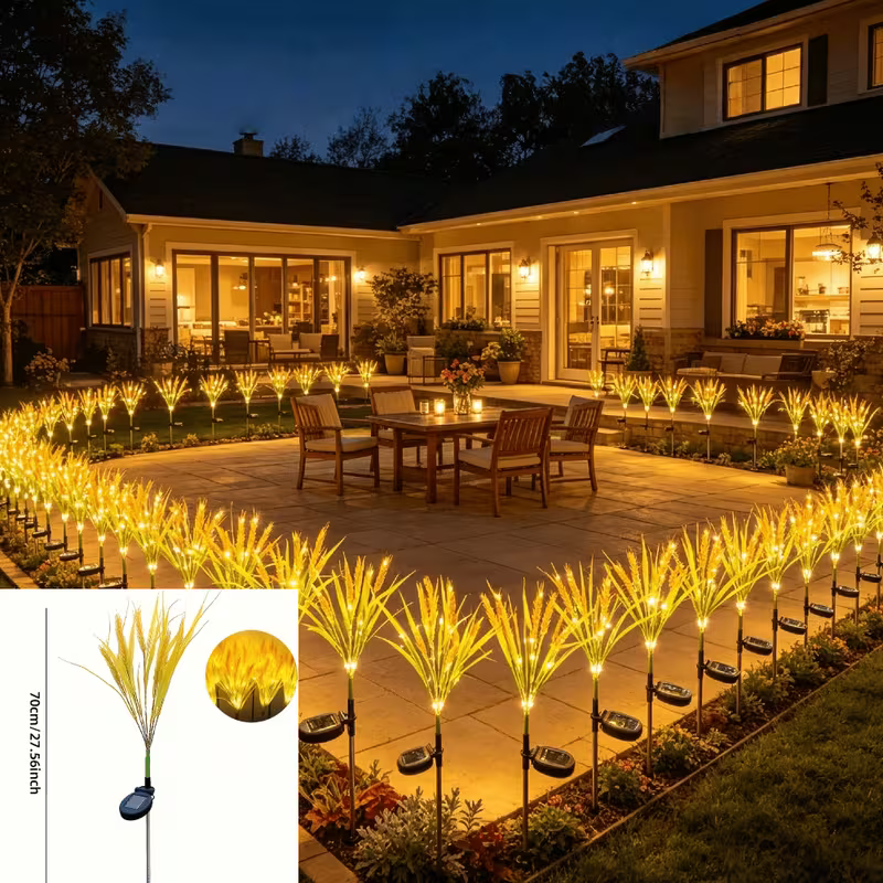 Solar Powered Fairy Lights, 70Cm Smart Wheat Ear Decorative Lights, 12 Lighting Modes Waterproof