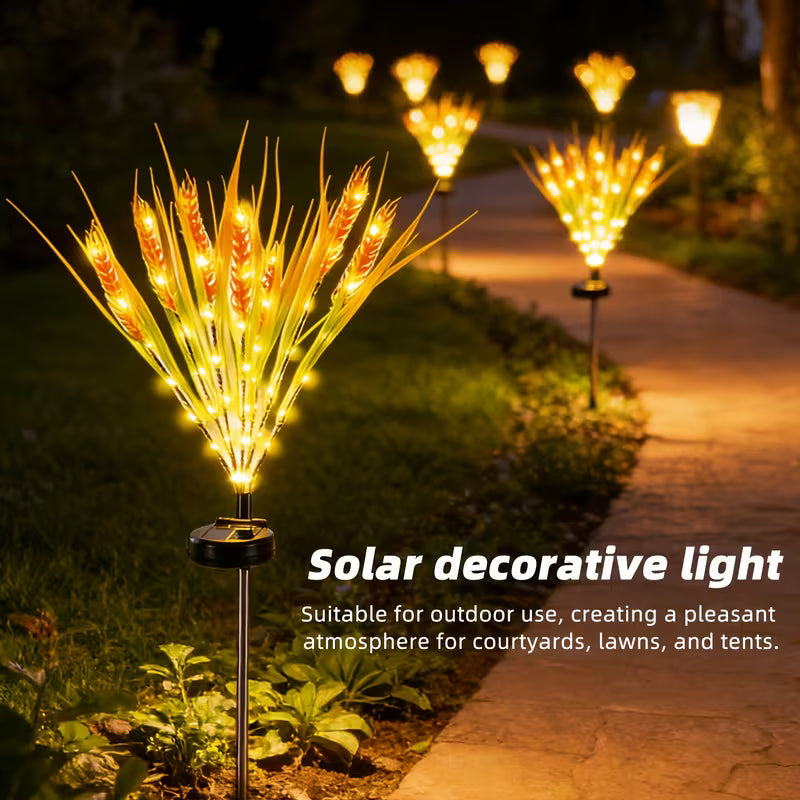 Solar Powered Fairy Lights, 70Cm Smart Wheat Ear Decorative Lights, 12 Lighting Modes Waterproof