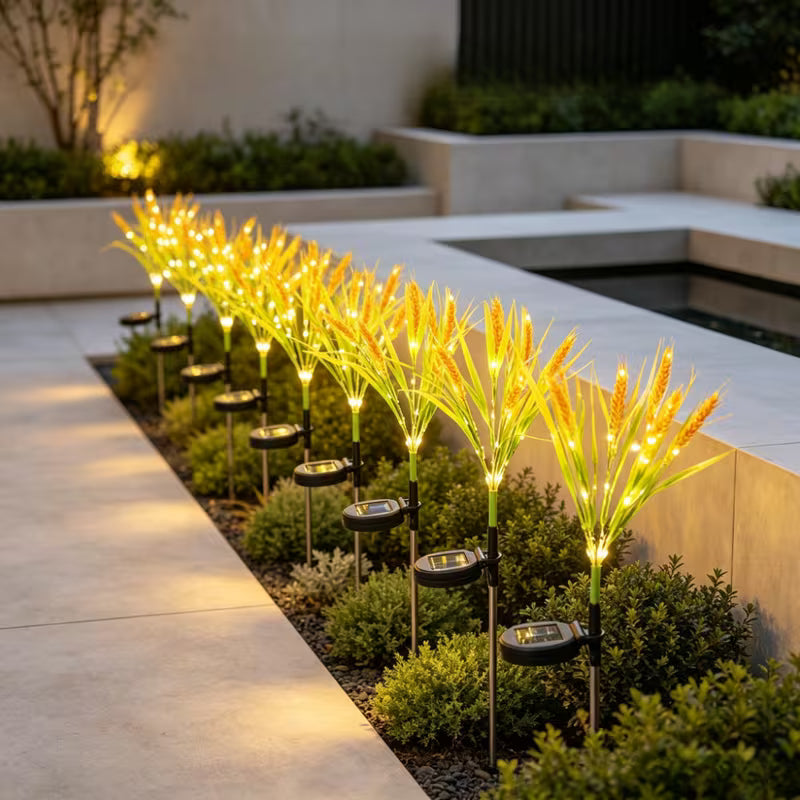 Solar Powered Fairy Lights, 70Cm Smart Wheat Ear Decorative Lights, 12 Lighting Modes Waterproof