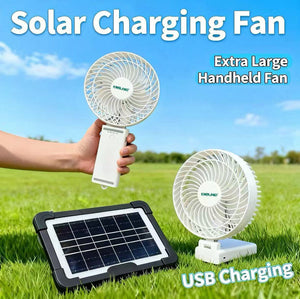 Portable Charging Fan With 4000MAH Power Bank And Solar Panel