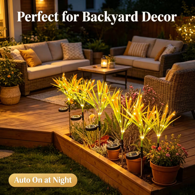 Solar Powered Fairy Lights, 70Cm Smart Wheat Ear Decorative Lights, 12 Lighting Modes Waterproof