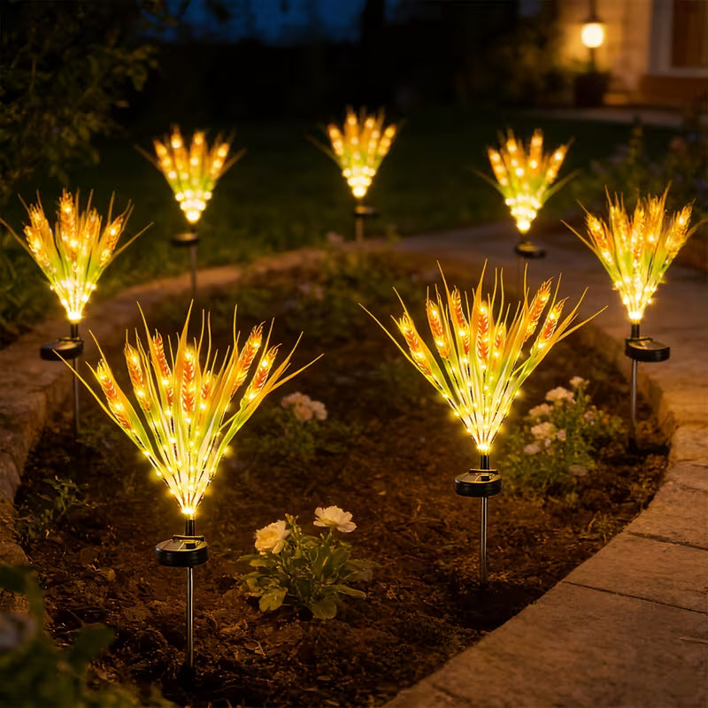 Solar Powered Fairy Lights, 70Cm Smart Wheat Ear Decorative Lights, 12 Lighting Modes Waterproof
